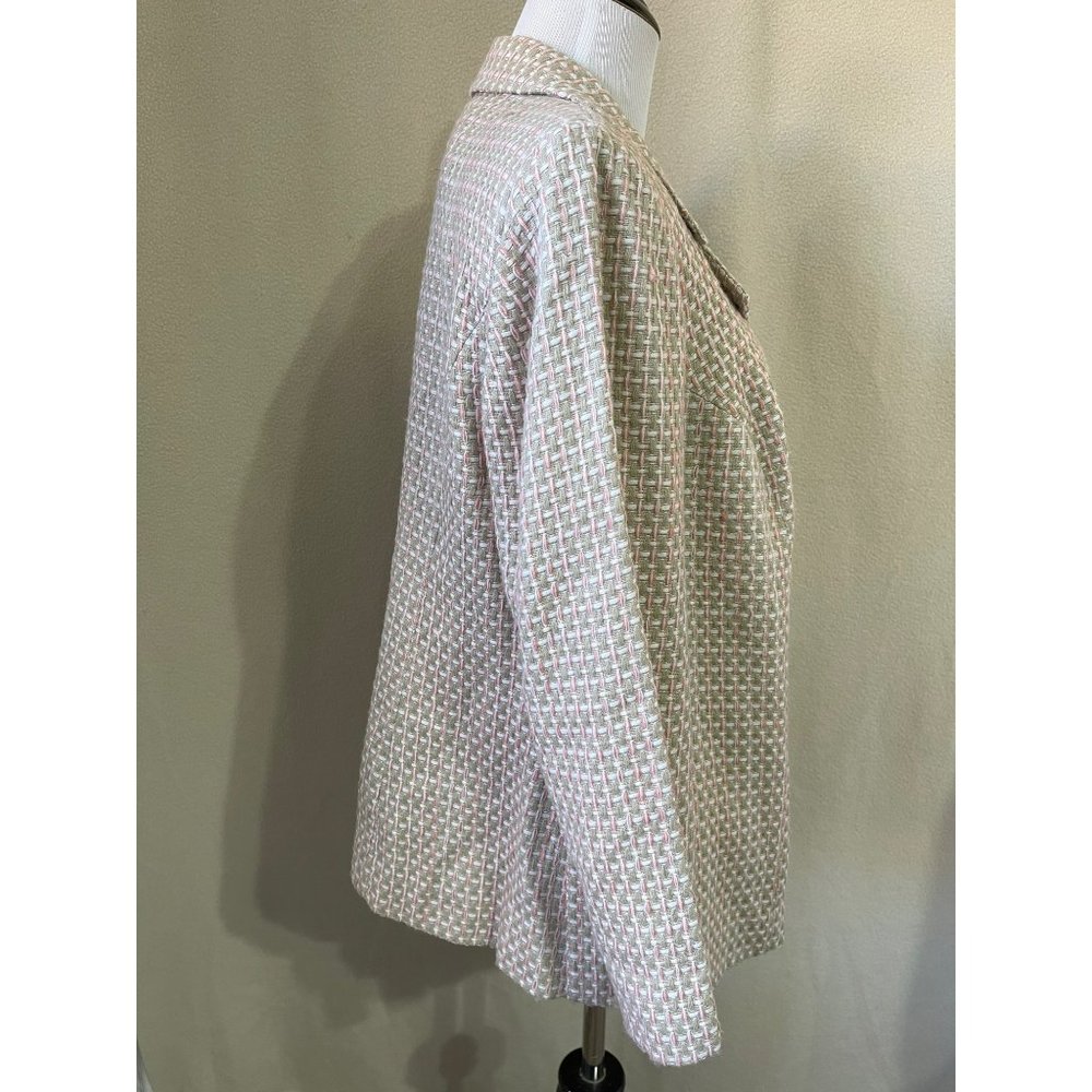 Courtenay Vintage Tan Thread Weaved Long Sleeve 3-Button Front Blazer Jacket - Picture 4 of 10